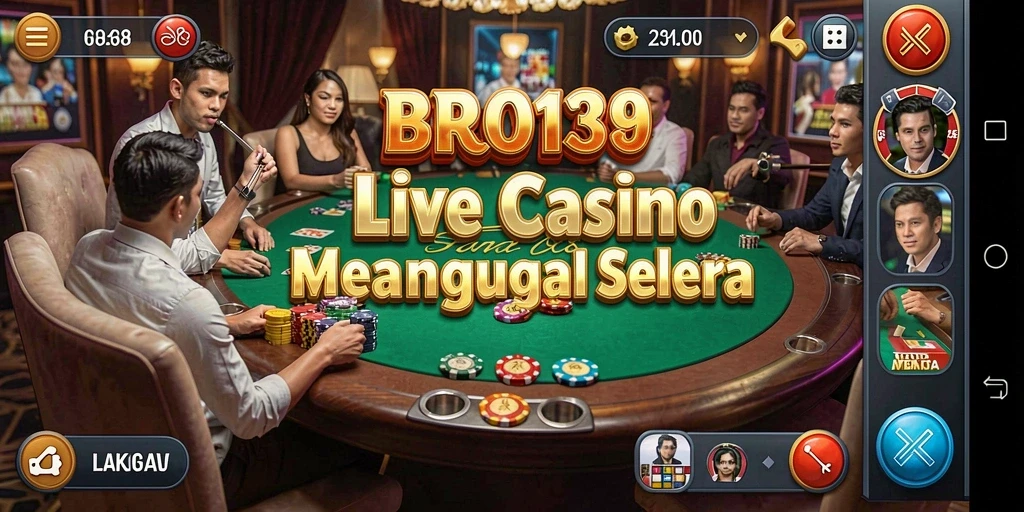 Tampilan layar permainan Live Casino BRO138 yang menarik dan interaktif.