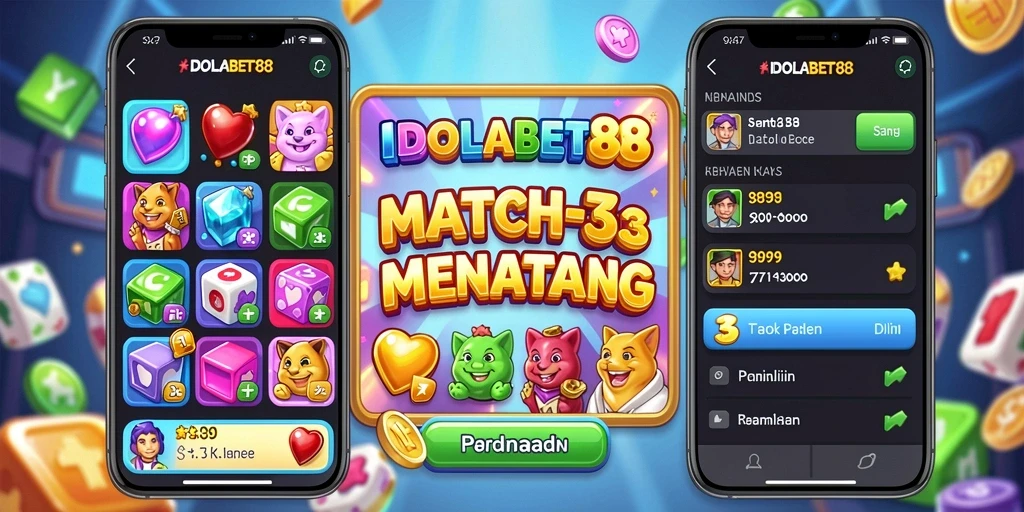 Tampilan gameplay seru dari IDOLABET88 dengan kombinasi match-3 yang menarik.