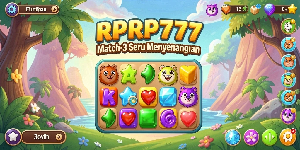 Tampilan gameplay menarik dari RPRP777 yang menampilkan tantangan Match-3.